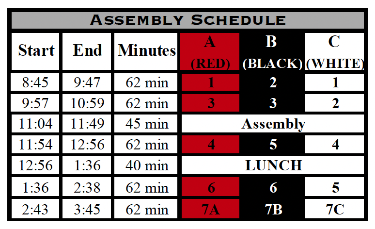 Bend La Pine Schools :: Assembly Schedule: Winter