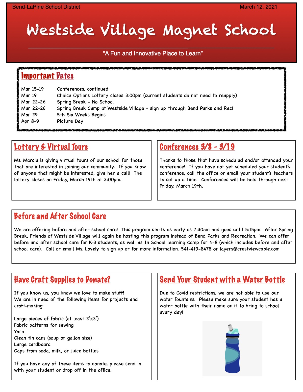 Bend La Pine Schools Wvms Newsletter For March 12 21